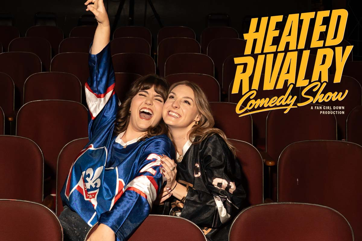 Poster for Heated Rivalry Comedy Show featuring Erin Cholakian & Madi Walser