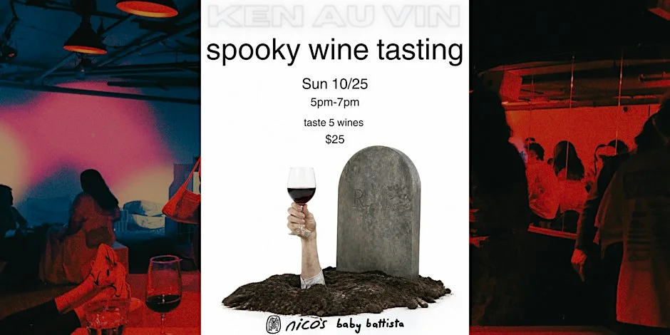 Poster for Ken au Vin presents: Spooky Wine Tasting @ nico's wine bar