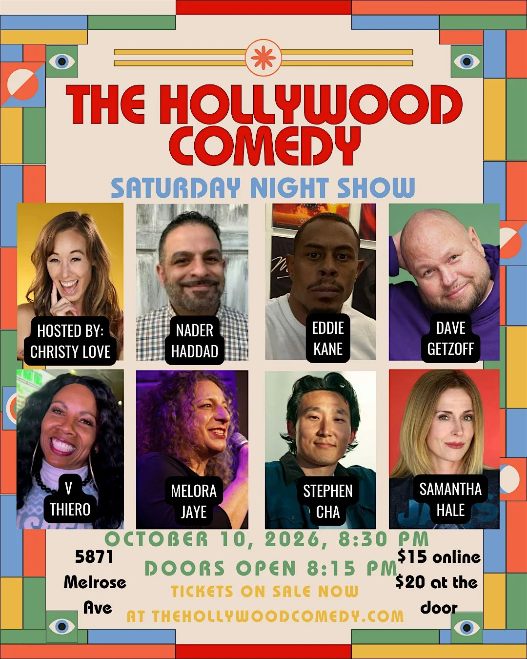 Poster for Saturday Night Standup Comedy Performance at The Hollywood Comedy