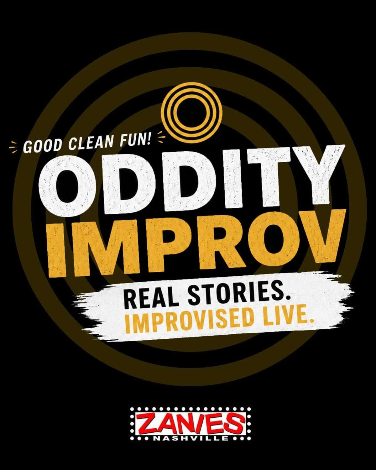 Poster for Oddity Improv. Real Stories, Improvised Live!