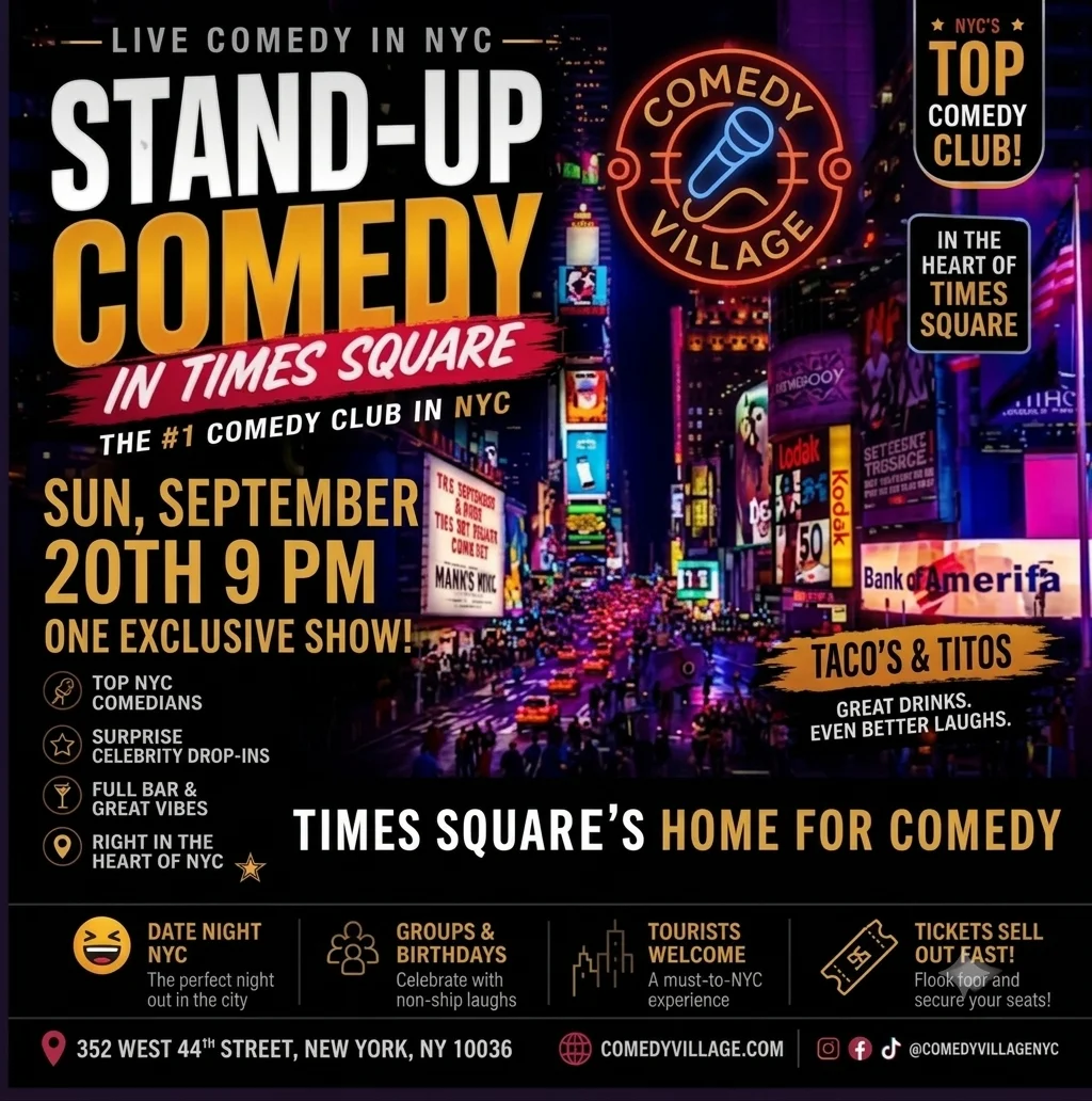 Poster for Times Square Comedy | Sun, September 20th @9 PM