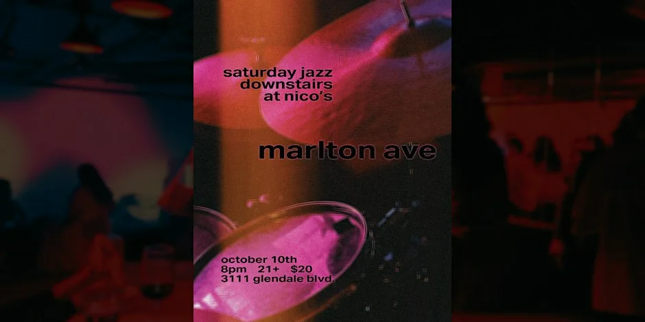 Poster for Atwater Jazz @ nico's with Marlton Ave Quartet