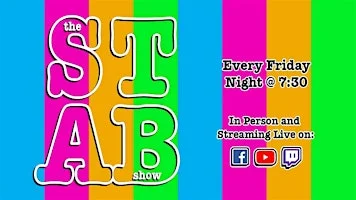 Poster for the STAB! show - Live Comedy Panel Podcast Recording