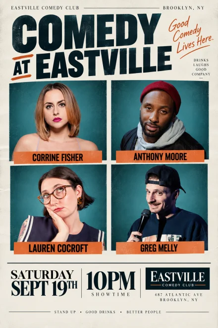 Poster for Corinne Fisher, Anthony Moore, Lauren Cocroft, Greg Melly, DJ Hairston