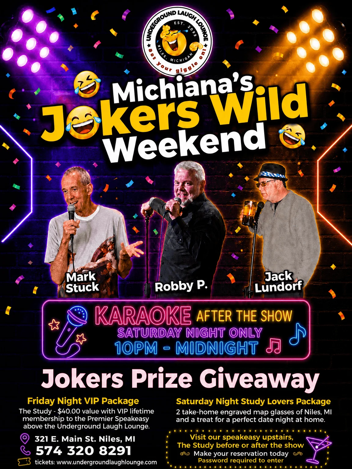 Poster for Michiana’s Jokers Wild Weekend – Saturday 8:00pm Show