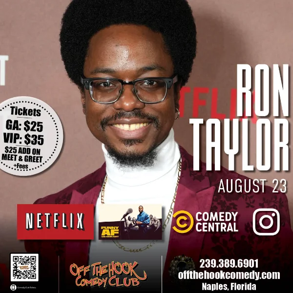 Poster for Comedian Ron Taylor with Special Guest Brandi Denise Live in Naples, Florida!