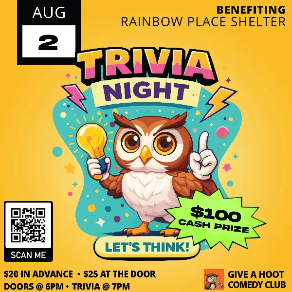 Poster for Trivia Night Benefitting Rainbow Place Shelter