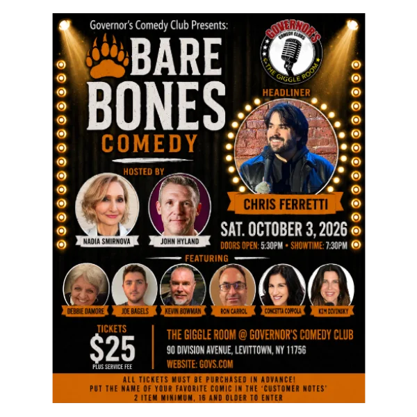 Poster for BARE BONES COMEDY - SPECIAL EVENT - SATURDAY, 10/3 @ 7:30PM