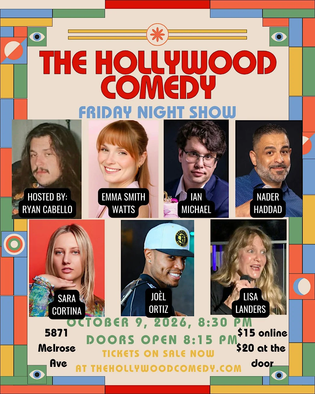 Poster for Friday Night Standup Comedy Performance Produced by THC Hosts!