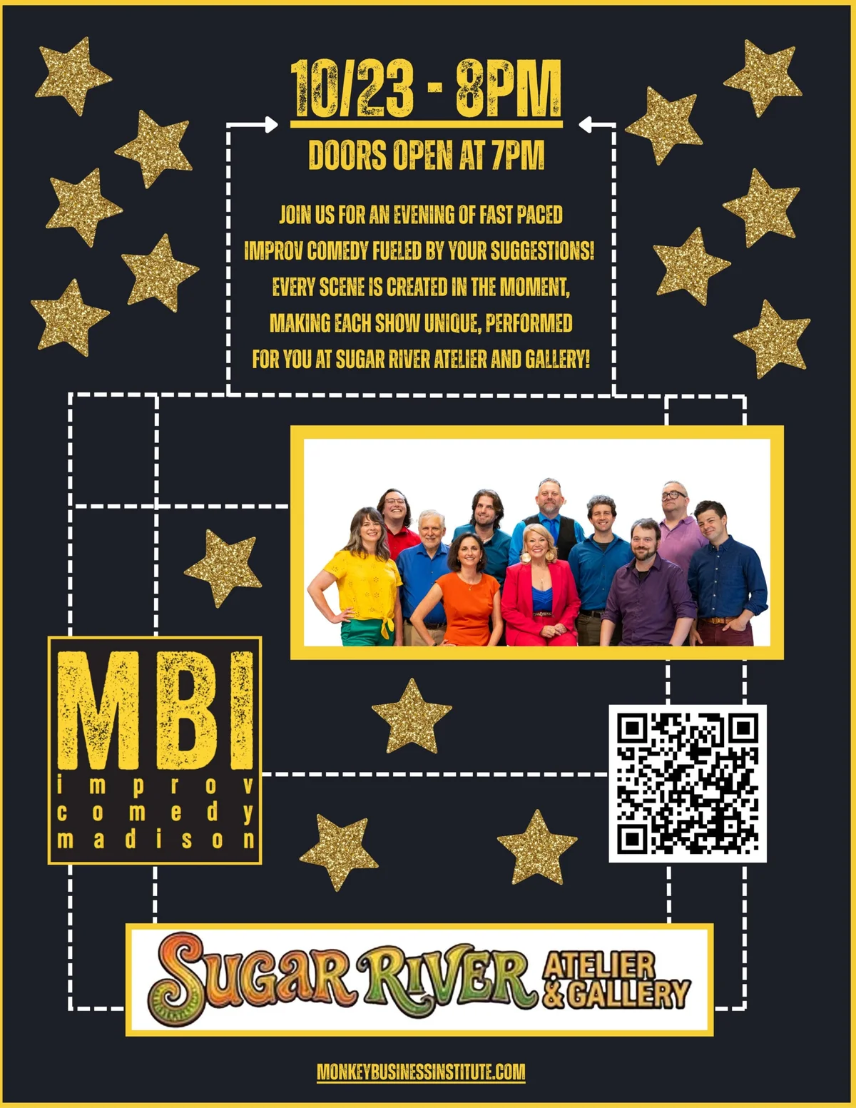 Poster for Improv Show @ Sugar River Atelier & Gallery
