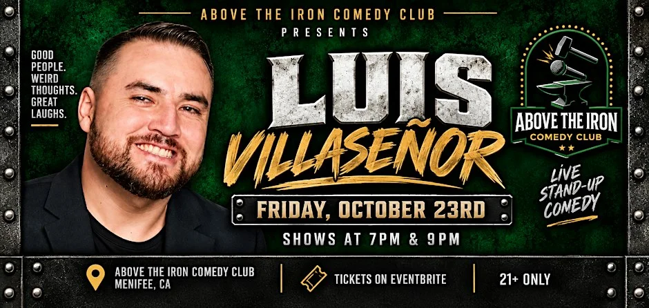 Poster for Luis Villaseñor Live in Menifee | October 23rd | 7 PM & 9 PM