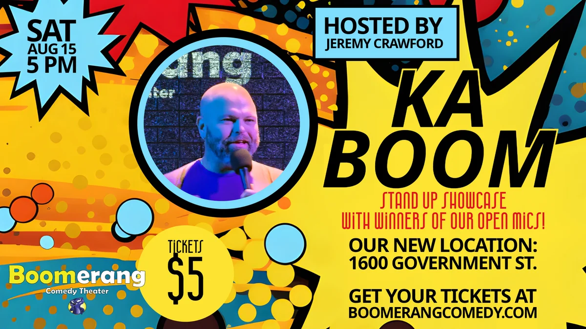 Poster for KA BOOM Stand Up Showcase - August