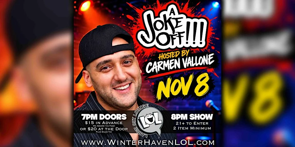 Poster for "A Joke Off" with Carmen Vallone!