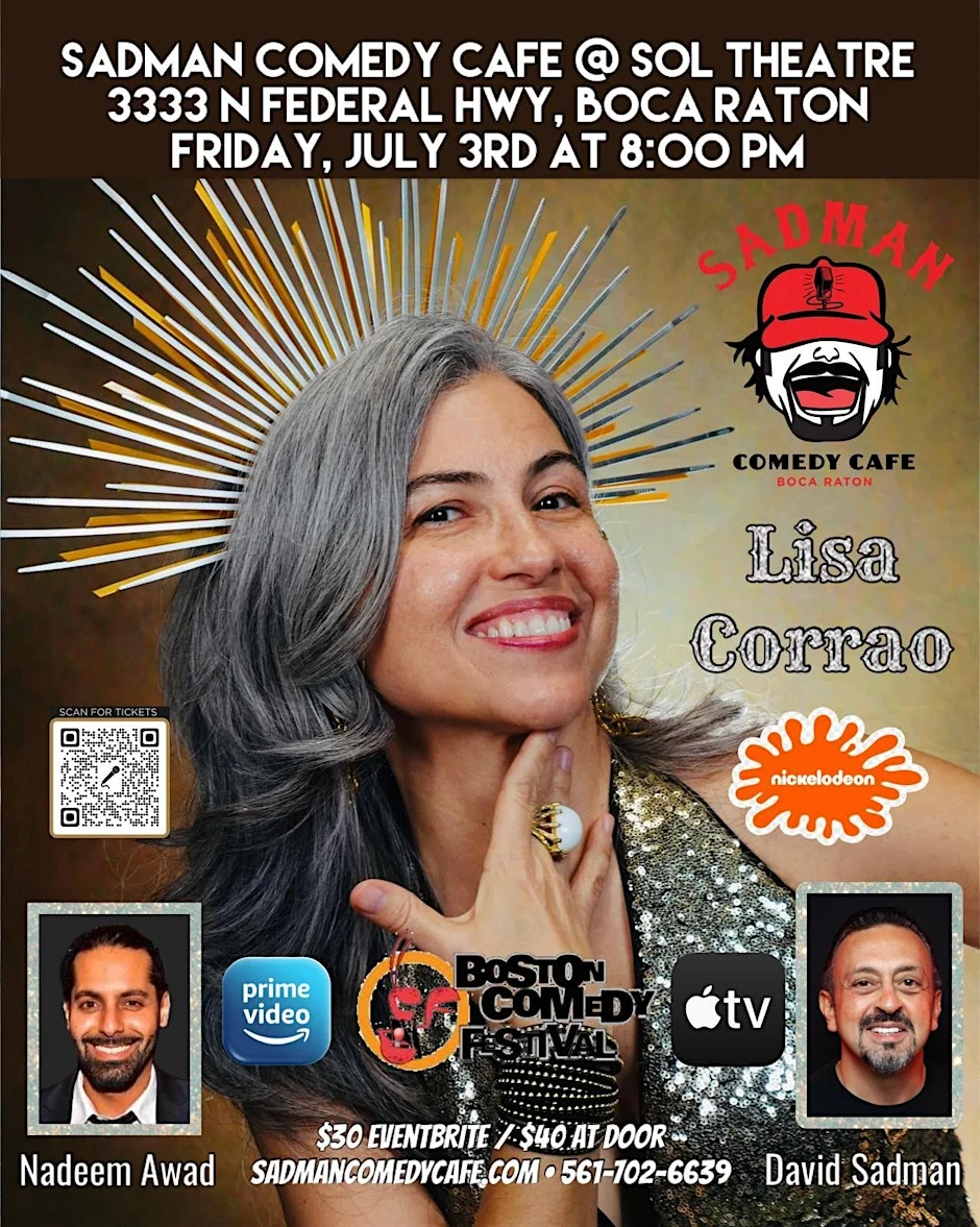 Poster for Lisa Corrao at Sadman Comedy Cafe @ Sol Theatre, Friday