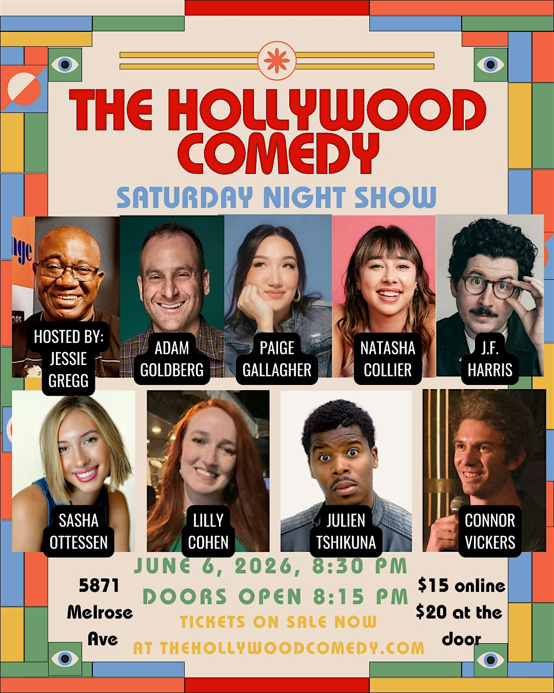 Poster for Saturday Night Standup Comedy Performance at The Hollywood Comedy