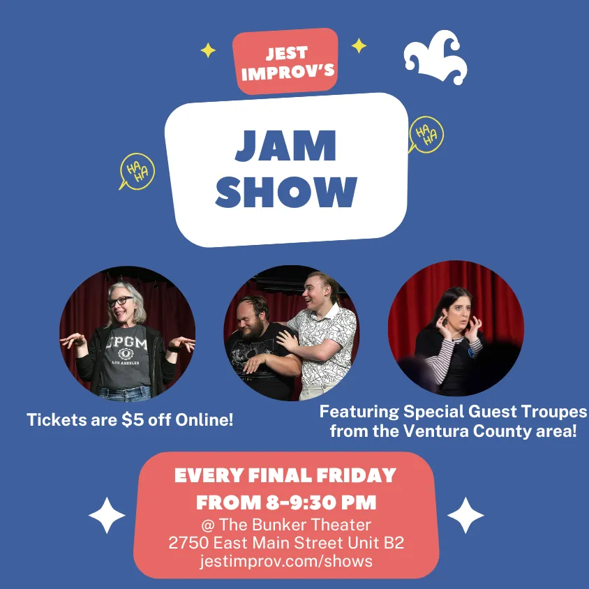 Poster for Jest Improv's Final Friday Jam Show!