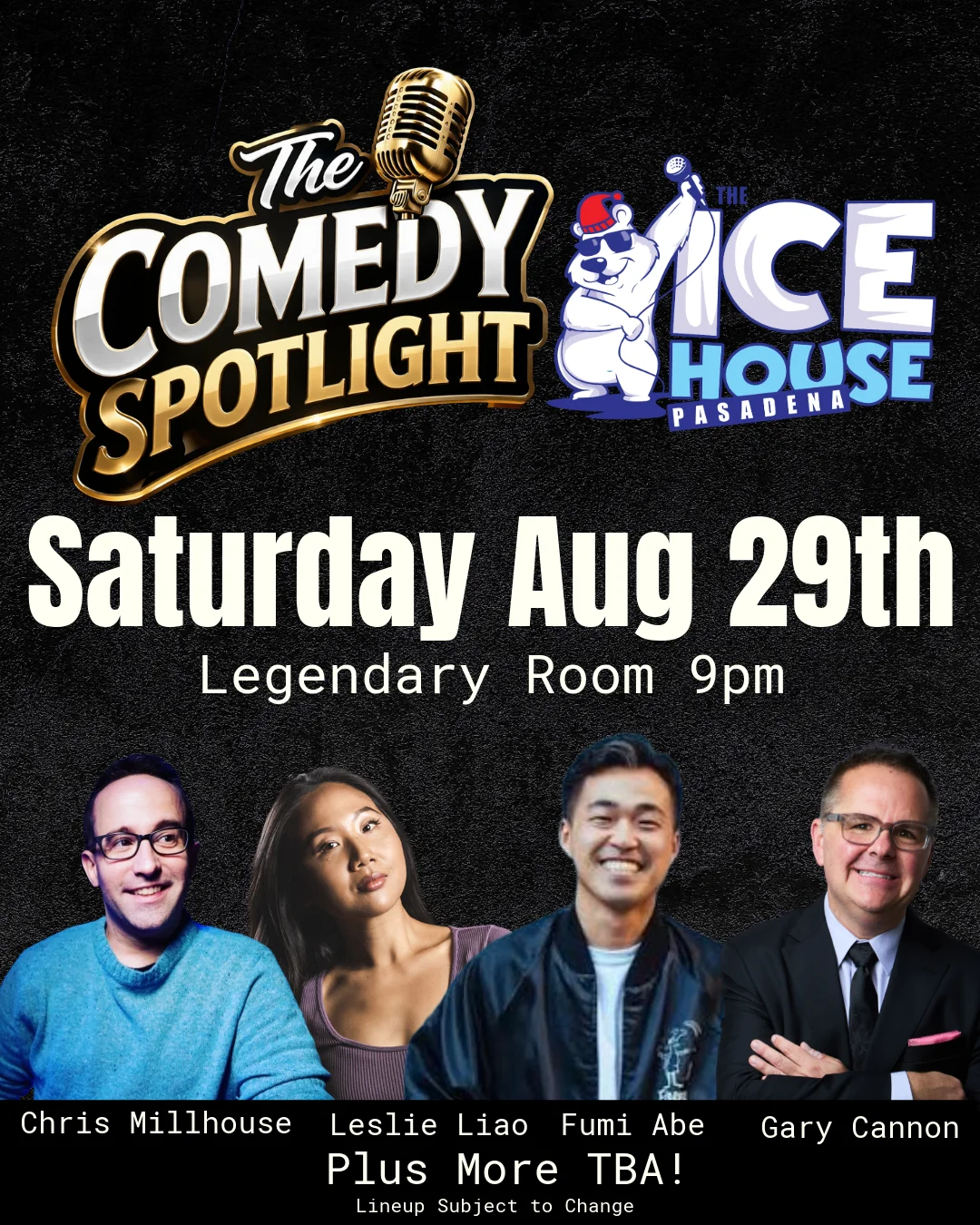 Poster for Comedy Spotlight: Liao, Fumi, Millhouse, Cannon