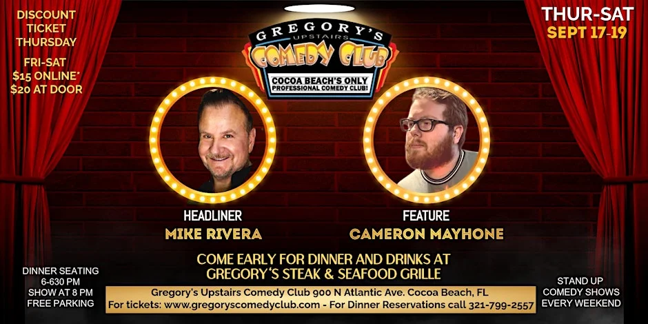 Poster for Sept 17-Sept 19 Gregory's Comedy Club