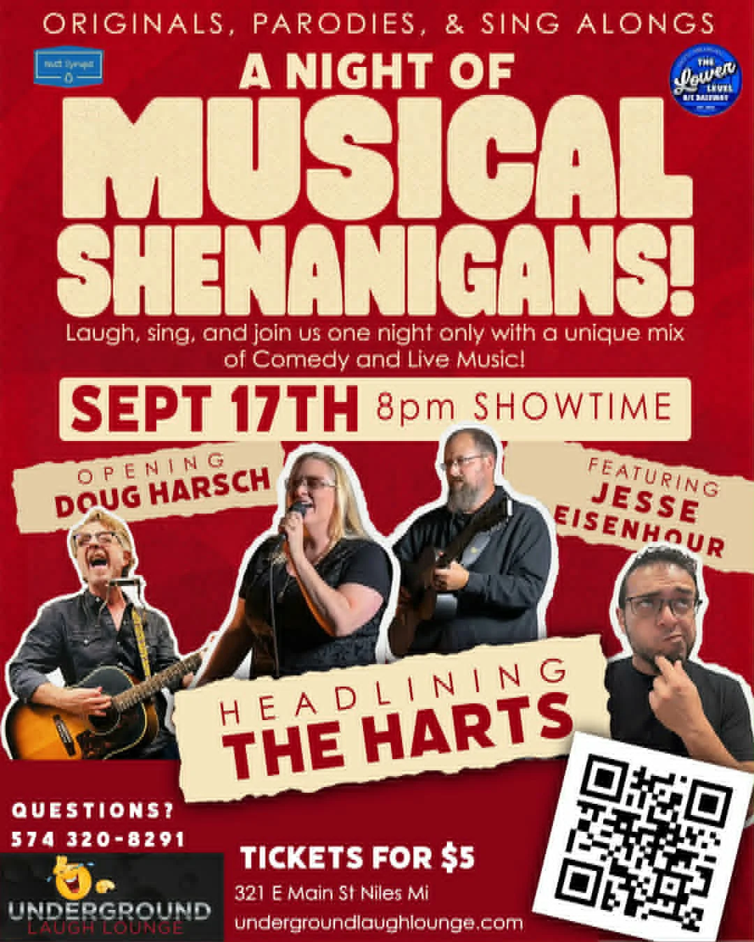 Poster for Comedy Showcase – A Night of Musical Shenanigans with the Harts