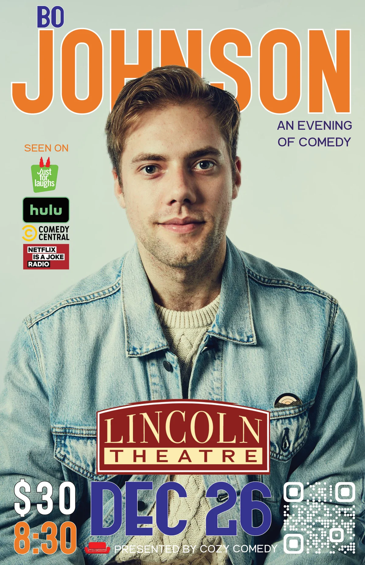 Poster for Bo Johnson Live at Lincoln Theatre!