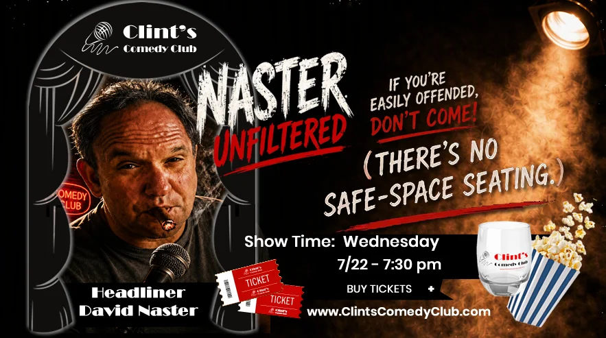 Poster for Comedy Legend David Naster Returns to Clint’s Comedy Club for One Night Only