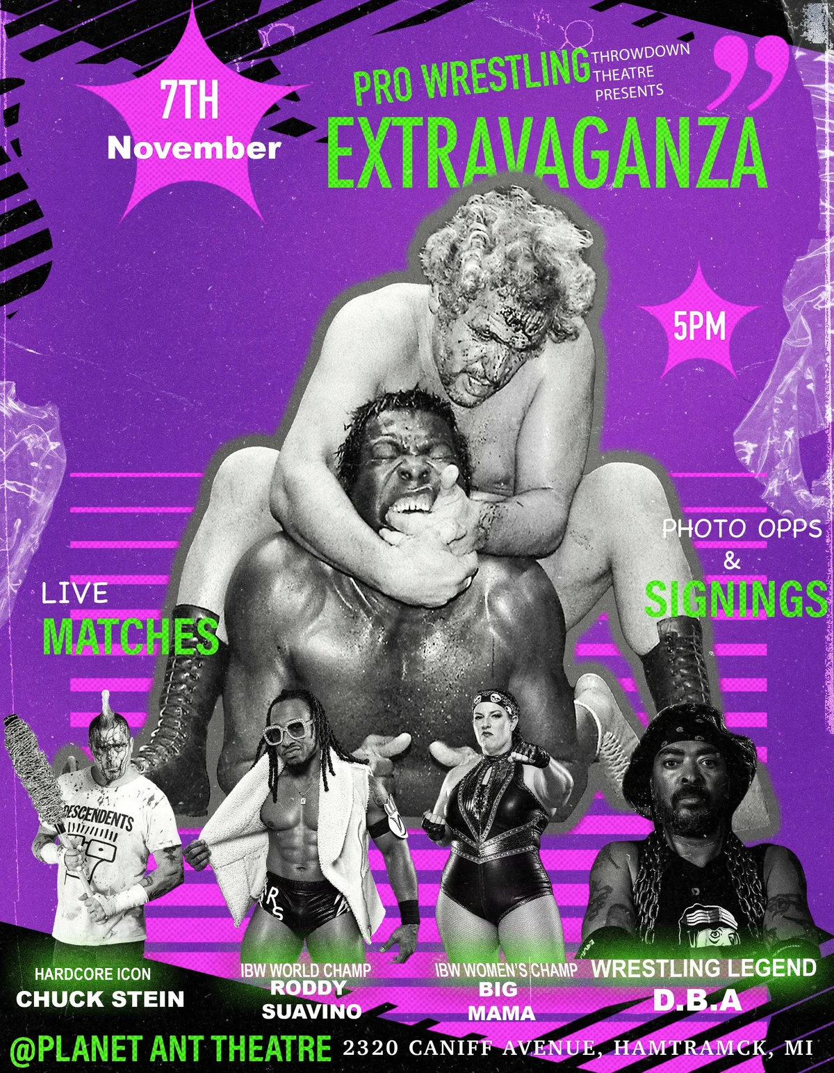 Poster for Detroit Wrestling Extravaganza Presented by Throwdown Theatre