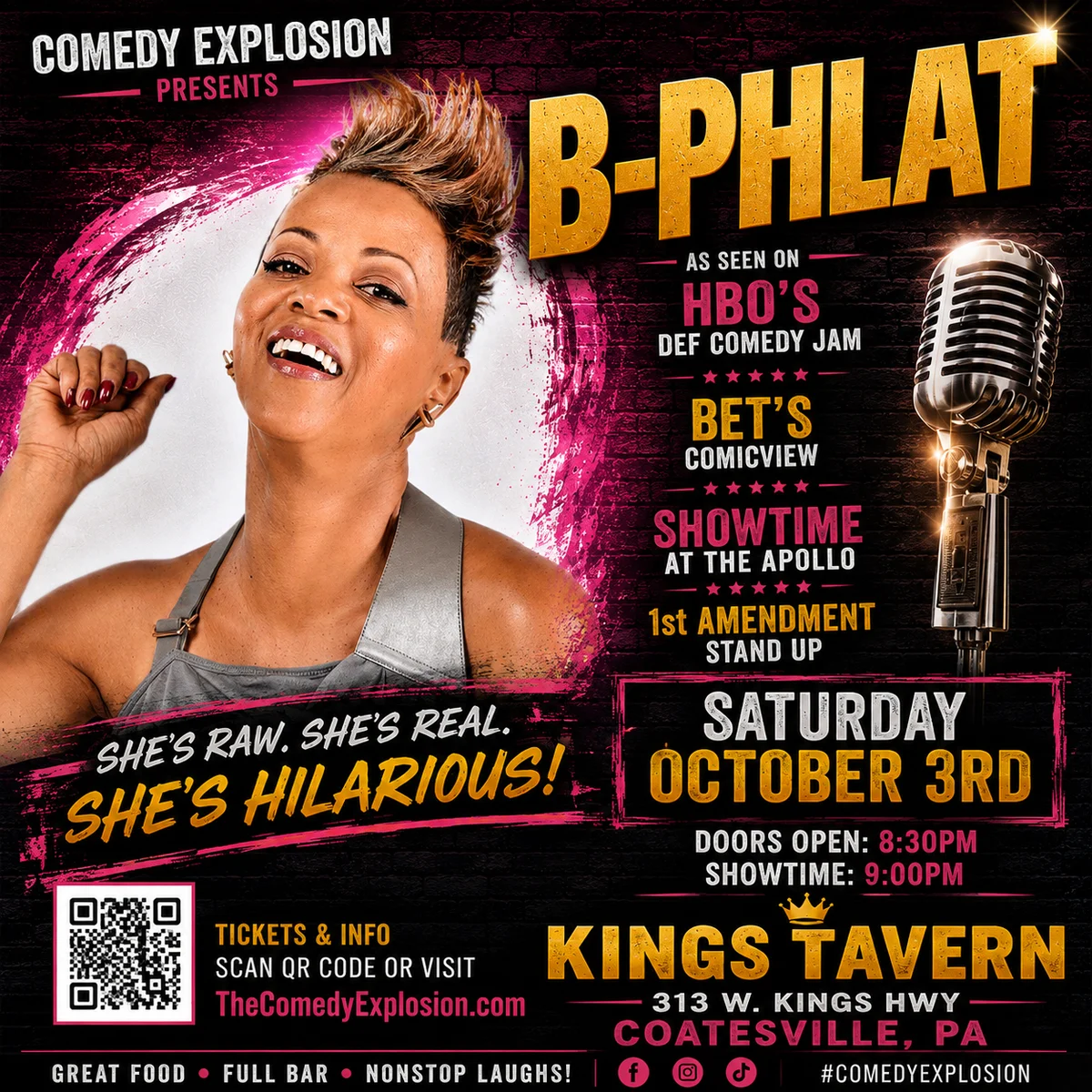 Poster for Comedian B Phlatt Live at Kings Tavern