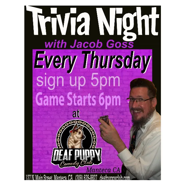 Poster for FREE Thursday Night Trivia/Skills Comp w/Jacob Goss