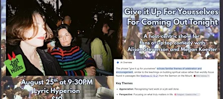 Poster for Give it Up For Yourselves For Coming Out Tonight-Powered by Just For Hosts