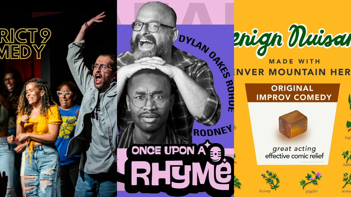 Poster for 2026 RISE Comedy Festival (Hideaway) – District 9 / Once Upon a Rhyme / Benign Nuisance