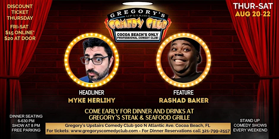 Poster for Aug 20-Aug 22 Gregory's Comedy Club