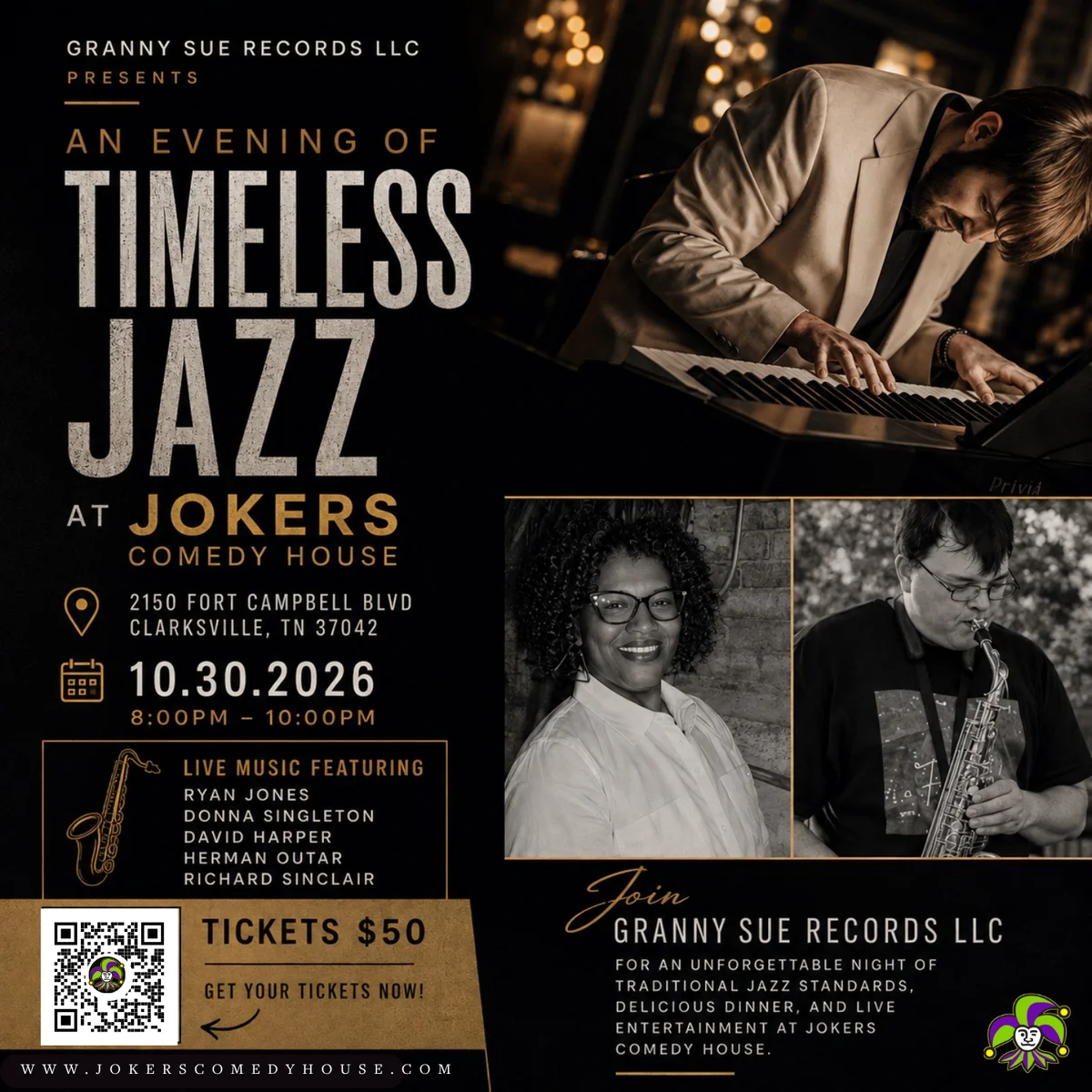 Poster for Timeless Jazz Night Dinner & Show