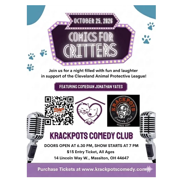 Poster for COMEDY FOR CRITTERS WITH THE CLEVELAND ANIMAL PROTECTION LEAGUE