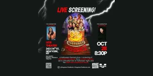 Poster for REGULARS’ The Movie – A Murder Mystery Halloween Screening + Comedy Show