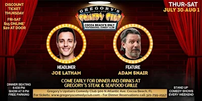 Poster for July 30-Aug 1 Gregory's Comedy Club