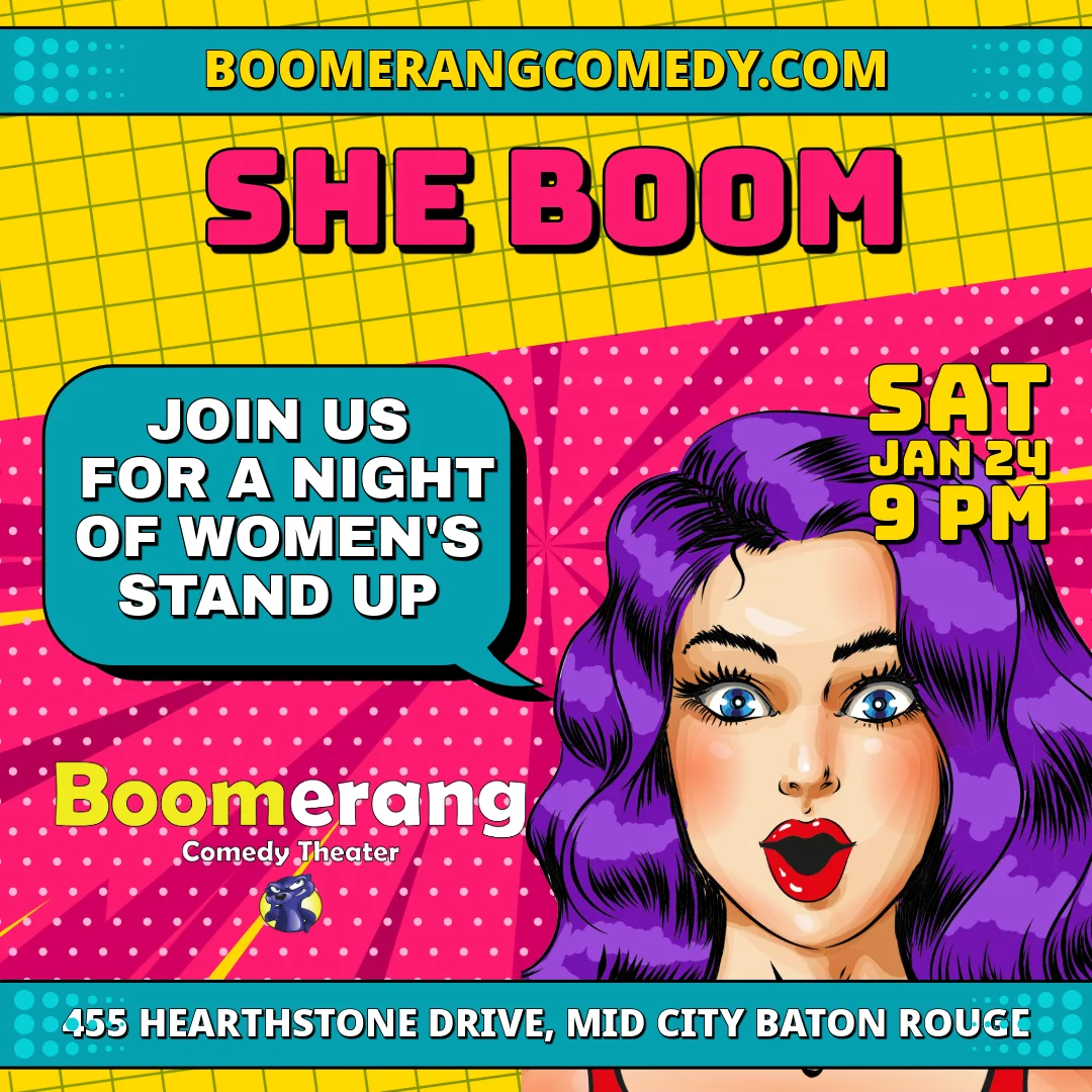 Poster for SHE BOOM Celebrating Women in Comedy