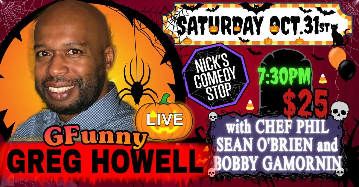 Poster for GFunny SPECIAL HALLOWEEN EVENT at Nick’s Comedy Stop 10/31