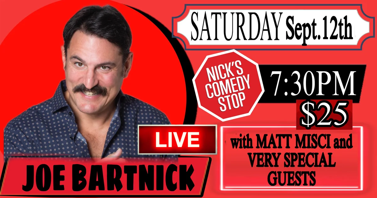 Poster for SPECIAL EVENT Joe Bartnick LIVE At Nicks 9/12