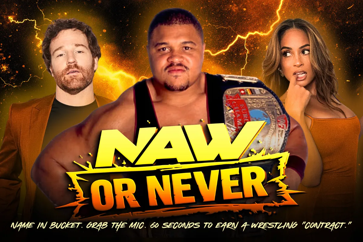 Poster for NAW Wrestling Comedy ft. WWE Legend D’LO BROWN and Former WWE Broadcaster Kayla Becker"