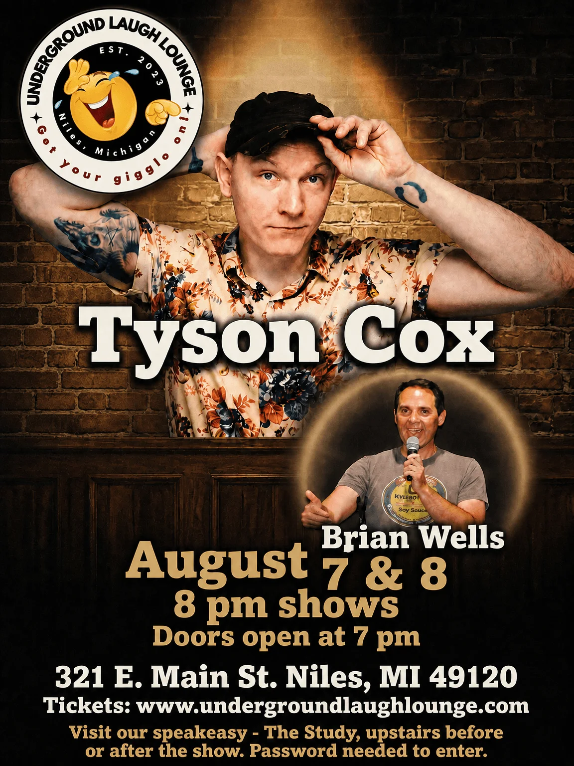 Poster for Tyson Cox & Brian Wells Saturday 8:00 pm Show