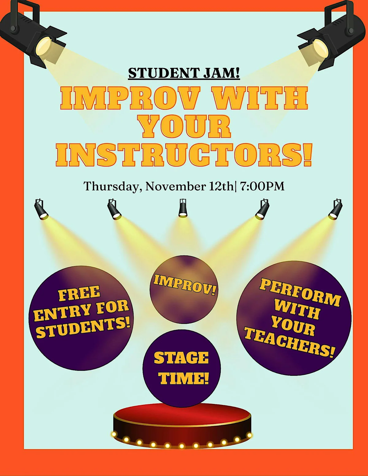 Poster for STUDENT JAM: Improv With Your Instructors