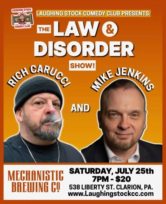 Poster for MECHANISTIC BREWING Co, Comedy Night featuring Rich Carucci & Mike Jenkins