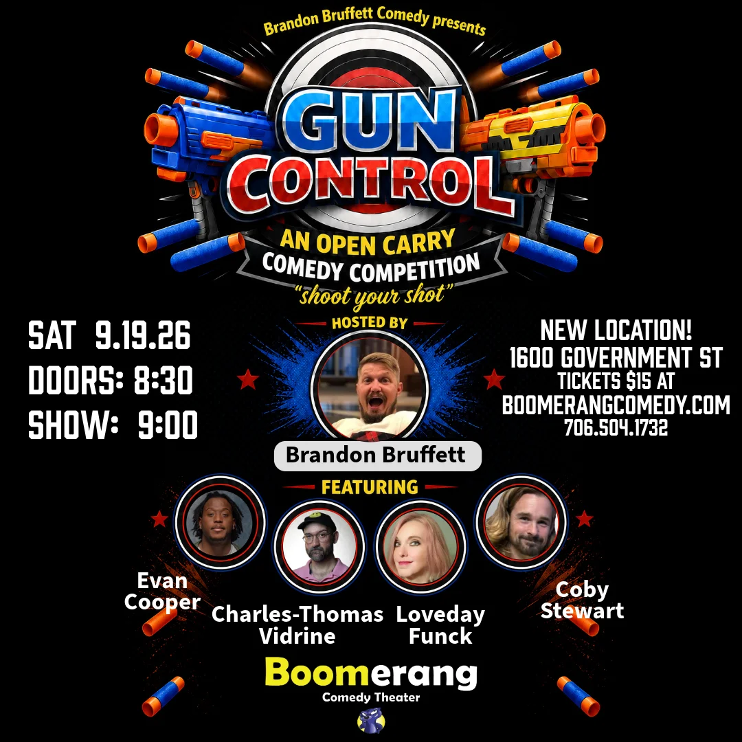Poster for GUN CONTROL: Open Carry Comedy Competition from Brandon Bruffett