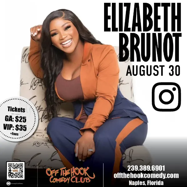 Poster for Comedian Elizabeth Brunot Live in Naples, Florida!