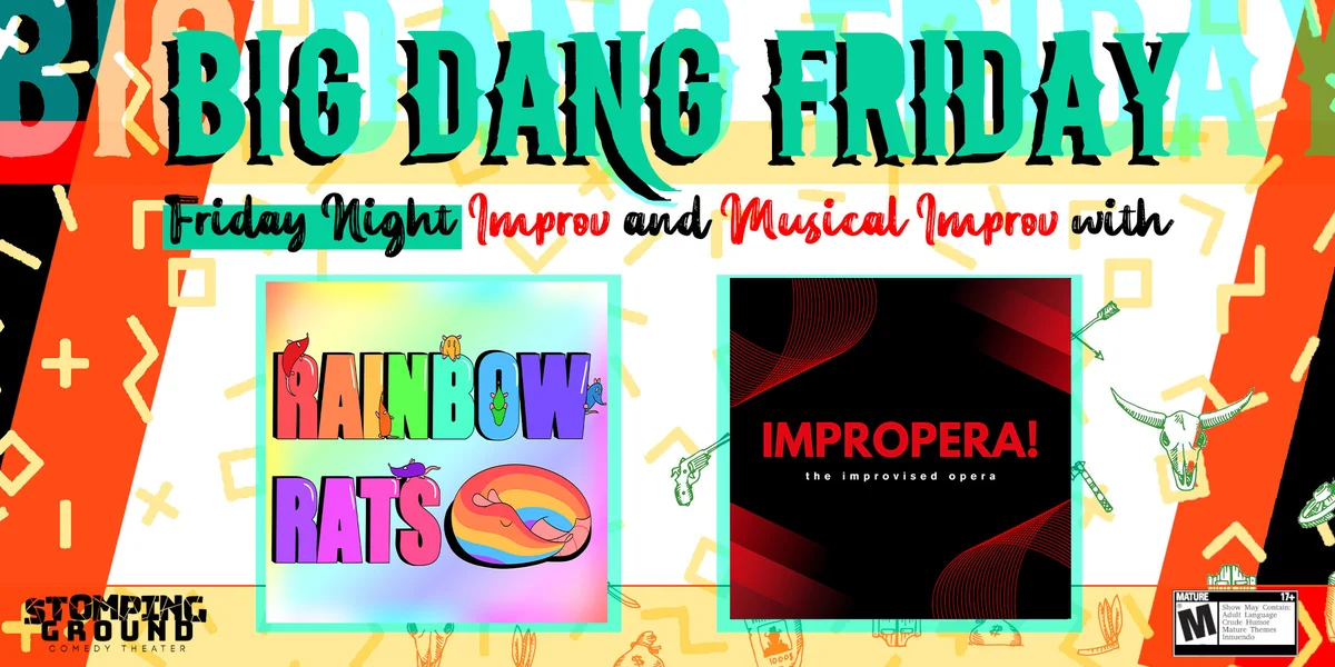 Poster for Big Dang Friday featuring Rainbow Rats & Impropera