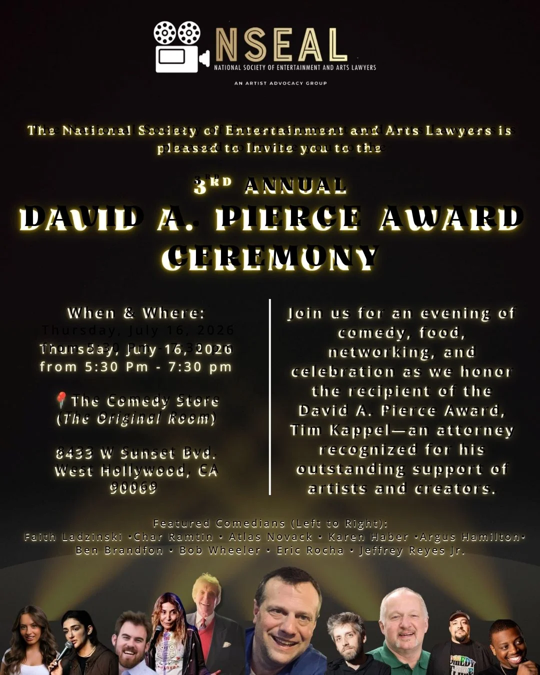 Poster for NSEAL Presents: Third Annual David A. Pierce Award Ceremony