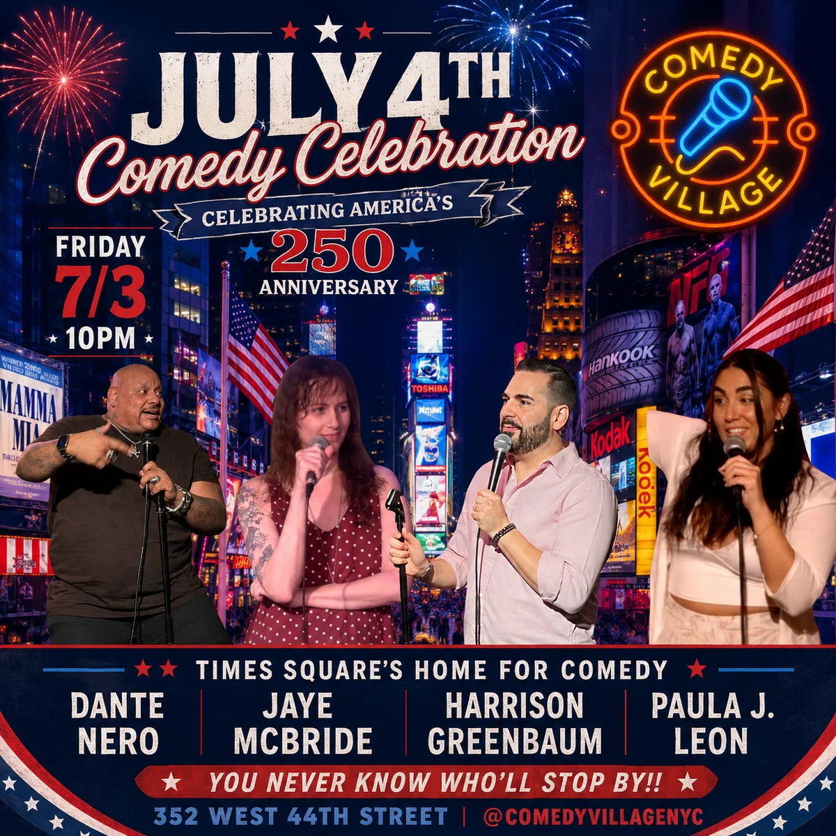 Poster for Times Square Comedy | Friday, July 3rd @10 PM