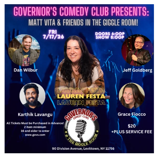 Poster for MATT VITA AND FRIENDS - SPECIAL EVENT - IN THE GIGGLE ROOM - FRIDAY, 7/17 @ 8:00PM