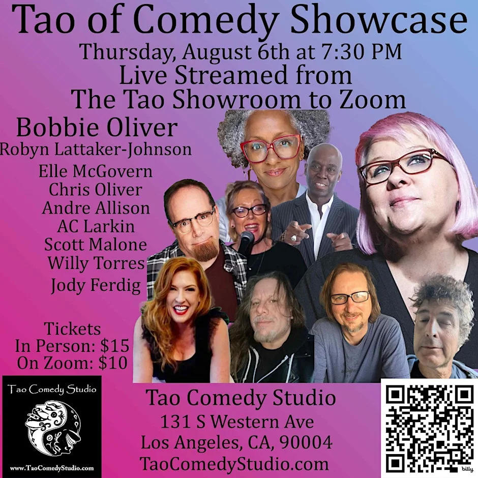 Poster for Tao of Comedy Showcase 8/6