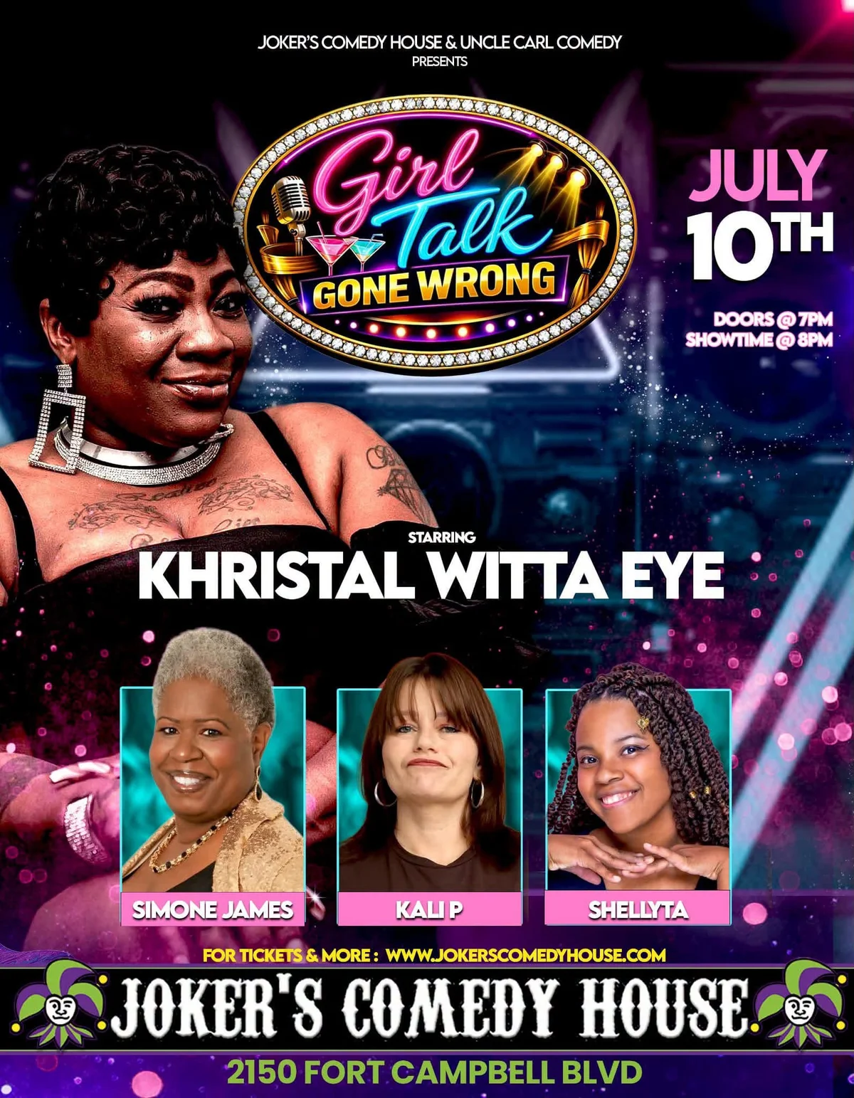 Poster for Girl Talk Gone Wrong live, Headlining Khristal Witta Eye